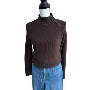 Ralph Lauren Women's 90s Chocolate Brown Ribbed Turtleneck Sweater L (Fits M)